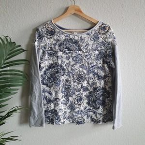 Sundance Sweater Caraway Lace Pullover Long Sleeve Gray Womens Size Medium